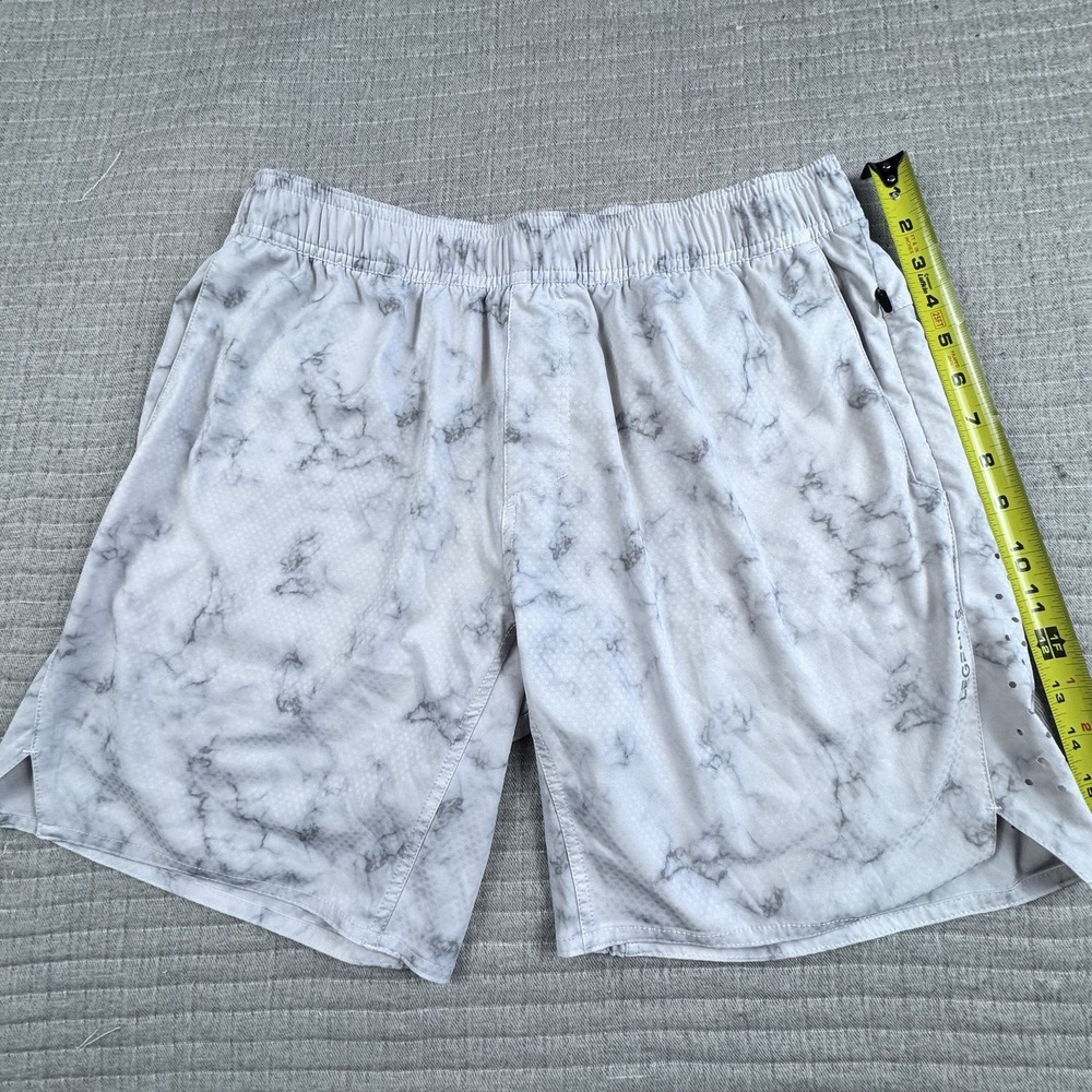 Legends Gym Performance Short Men L Marble 7" Linerless White Running Active - Picture 2 of 7